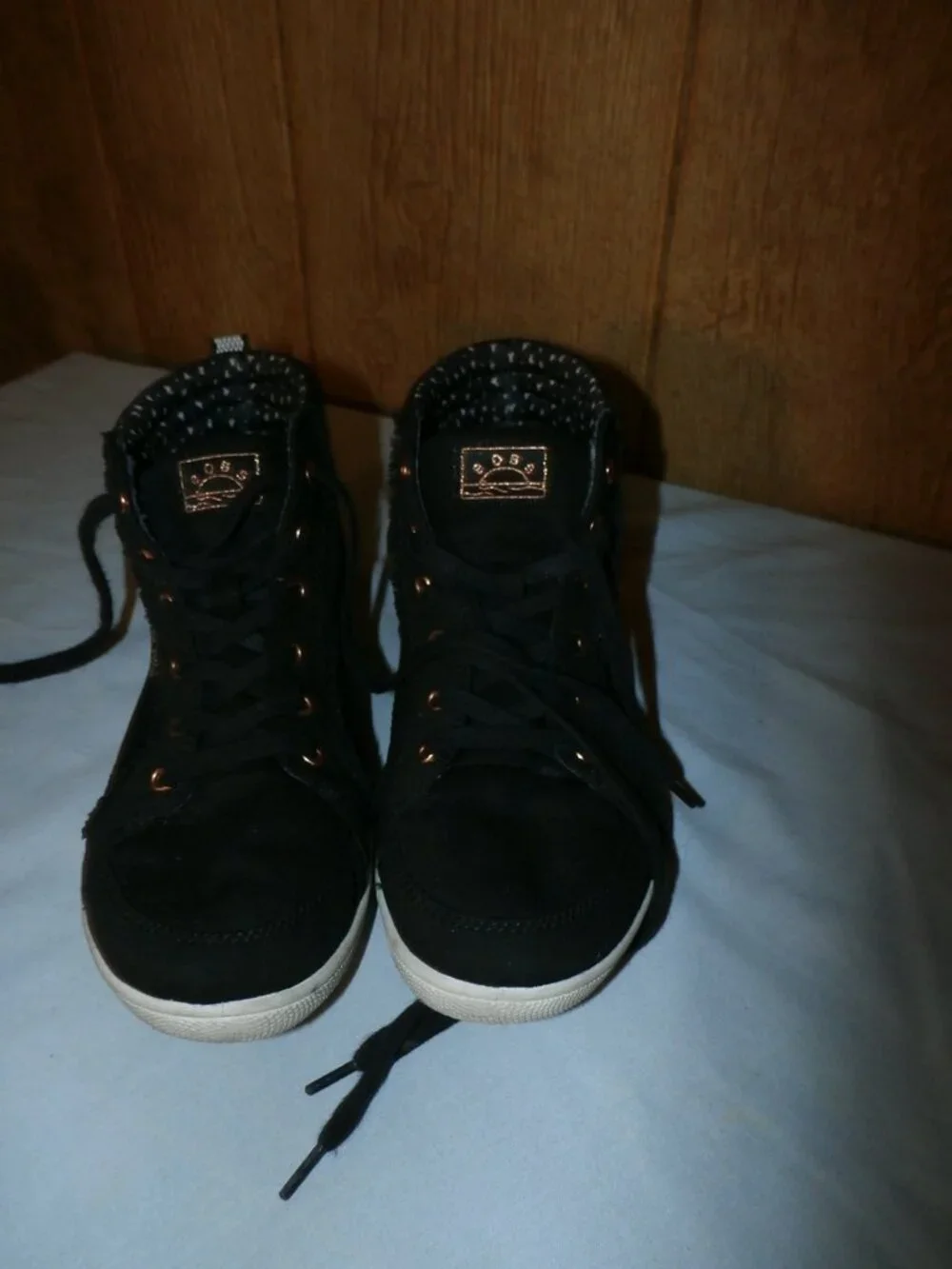 BOBS by Skechers Women’s Black High Top Lace Up Sneakers Comfort Shoes Size 8